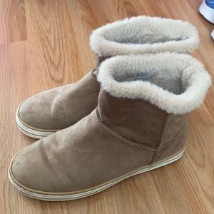 light brown fluffy boots